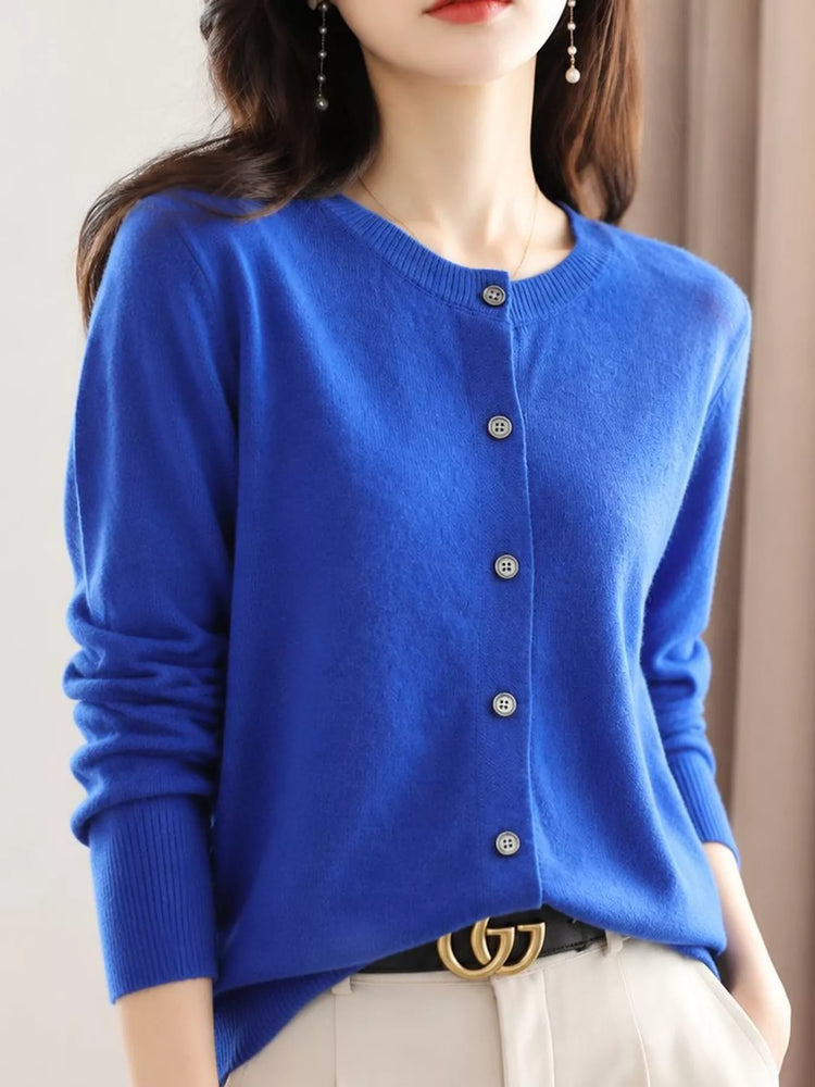 Classic Crew Neck Knit Cardigan