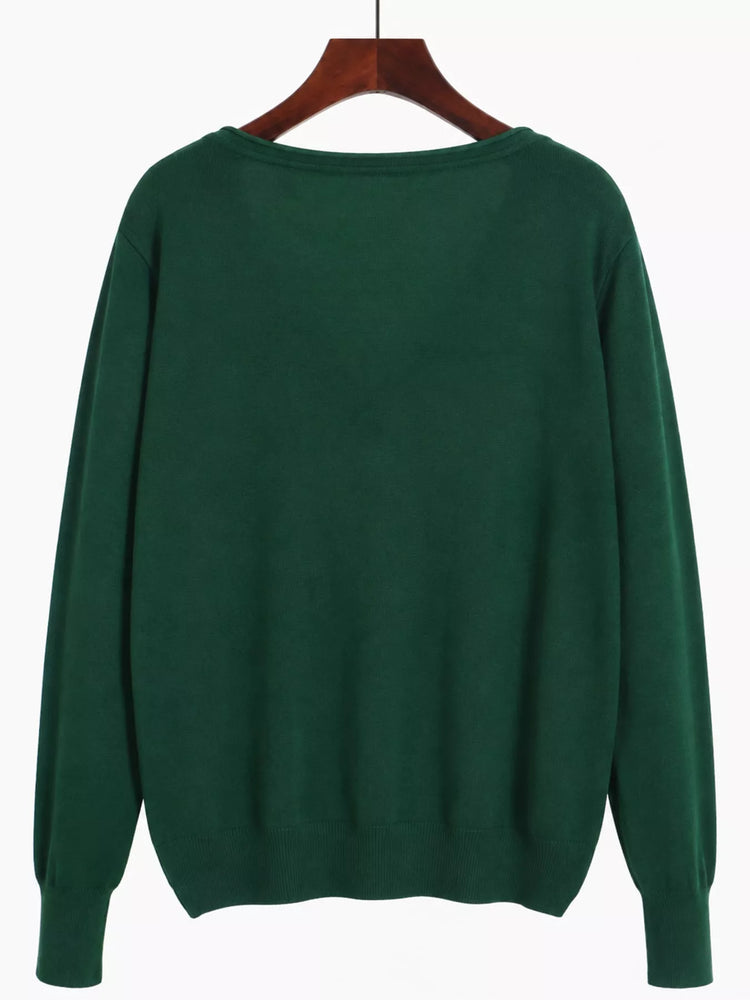 Classic V-Neck Button-Down Knit Cardigan
