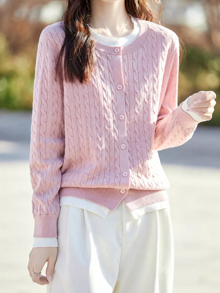 Cable-Knit Button-Down Cardigan