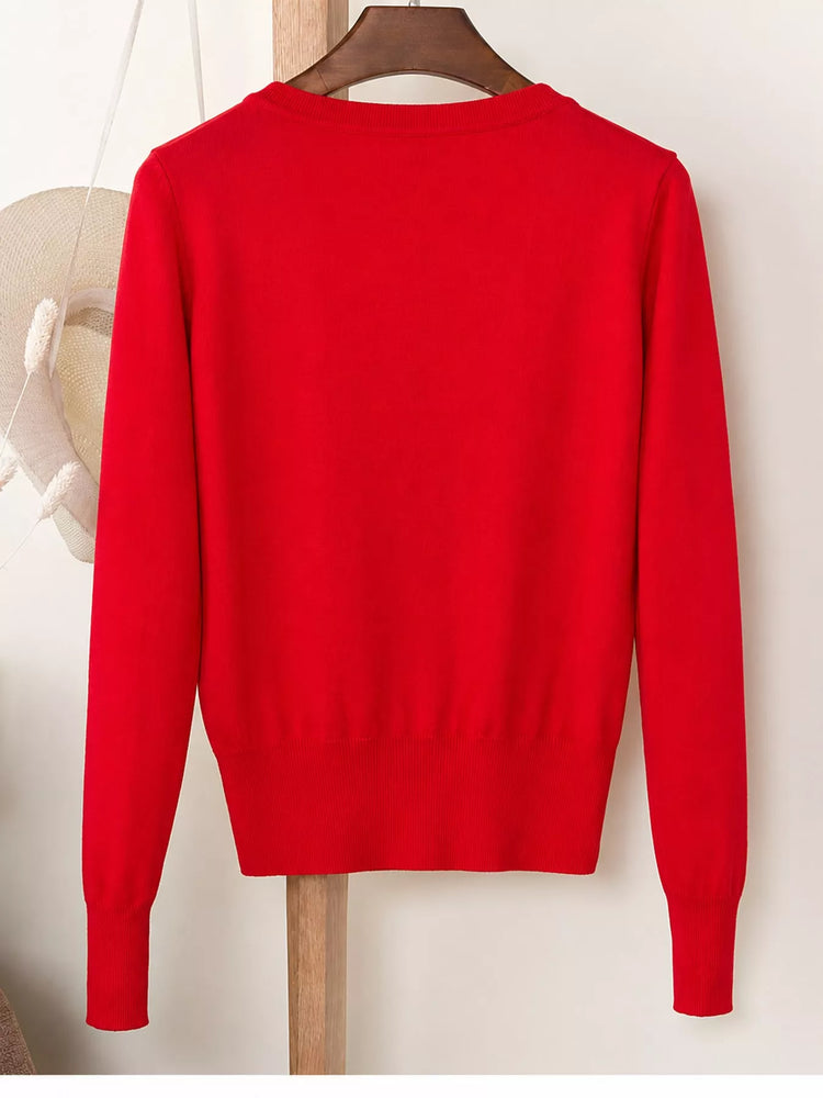 Classic V-Neck Button-Down Knit Cardigan