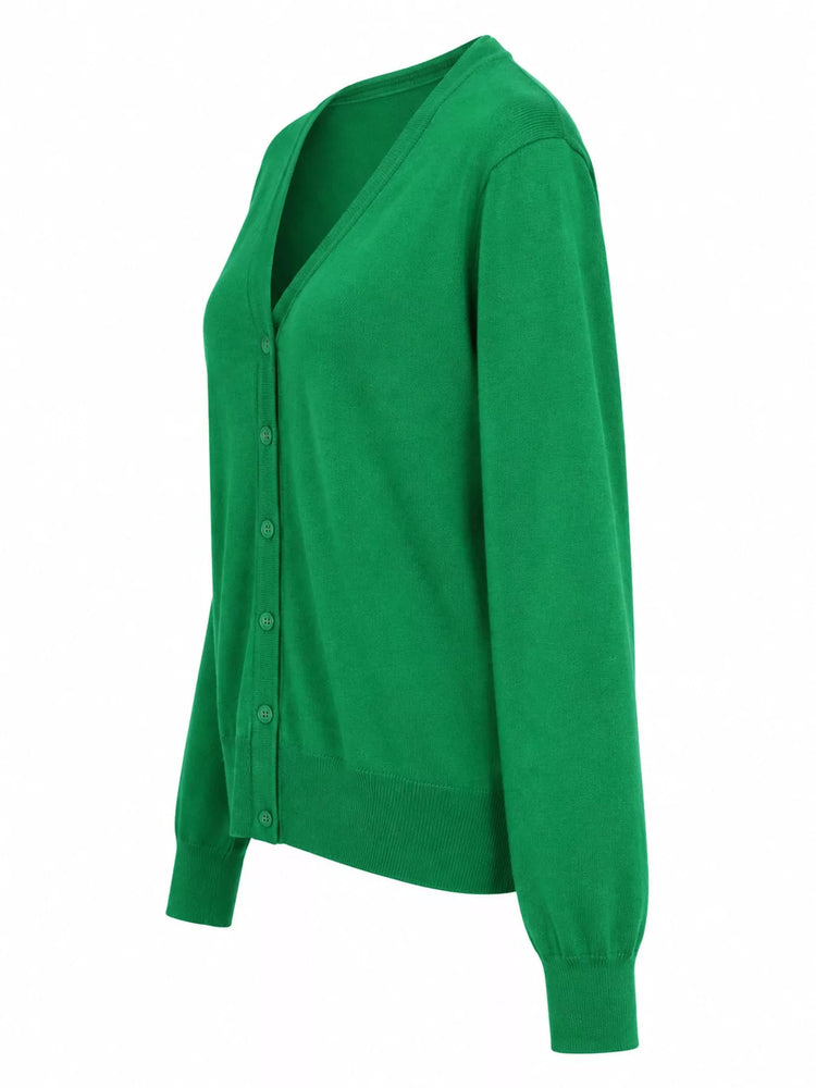 Classic V-Neck Button-Down Knit Cardigan