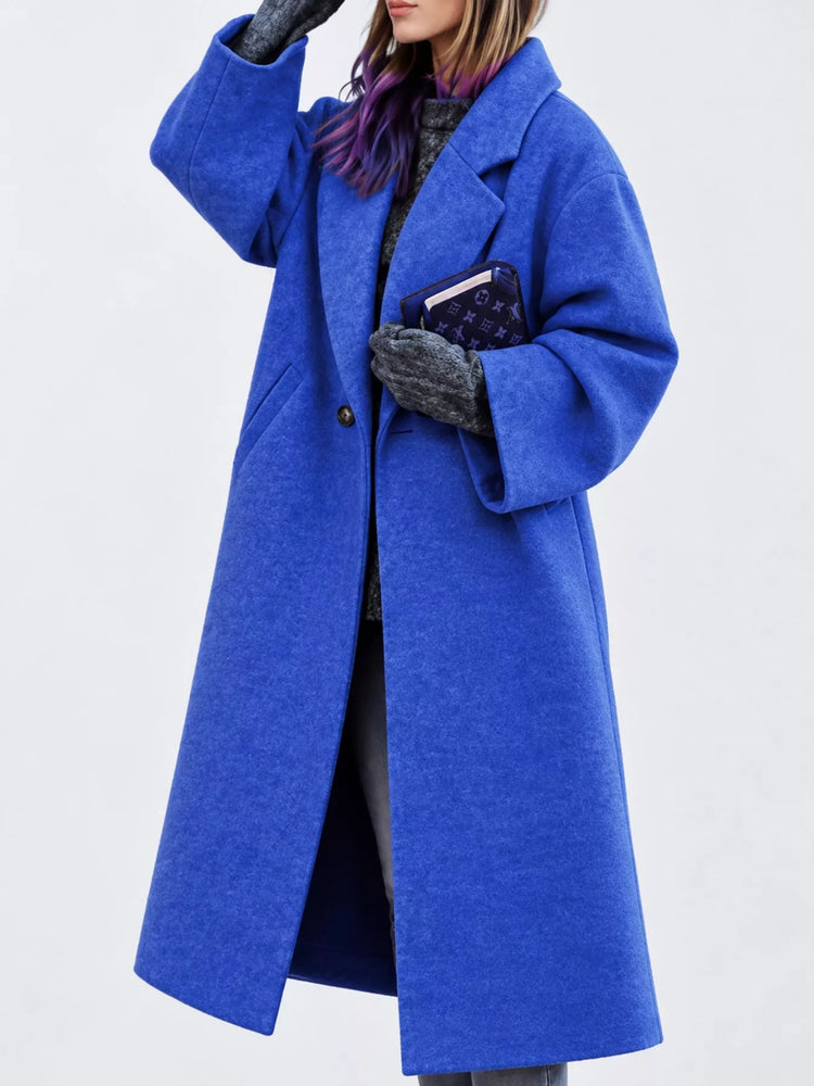 Full Size Lapel Collar One Button Coat Plus Size