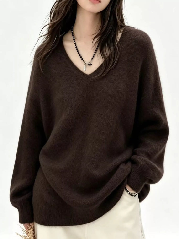 V-Neck Dropped Shoulder Sweater