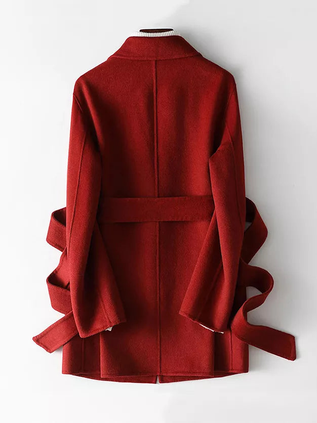 Double-Sided Wool Coat with Belted