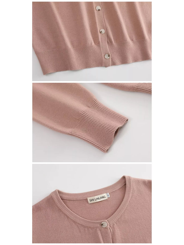 Plus Size Crew Neck Button-Down Knit Cardigan