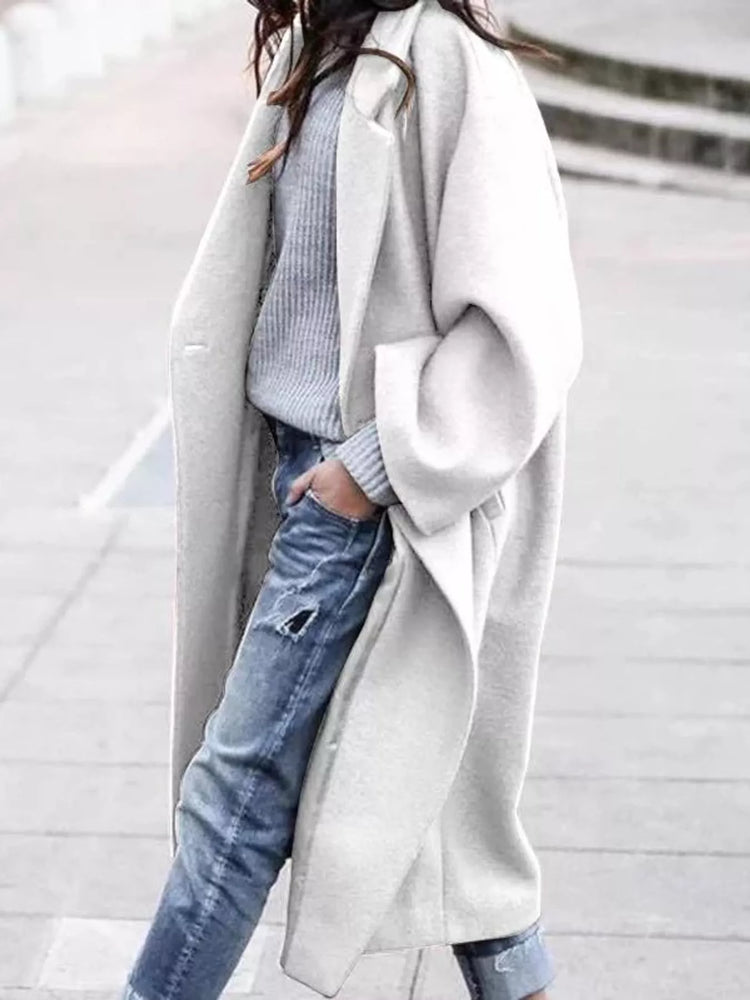 Full Size Lapel Collar One Button Coat Plus Size