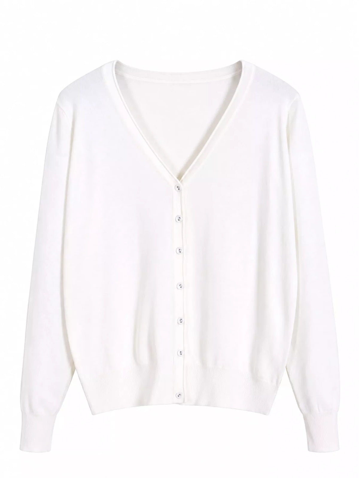 Classic V-Neck Button-Down Knit Cardigan