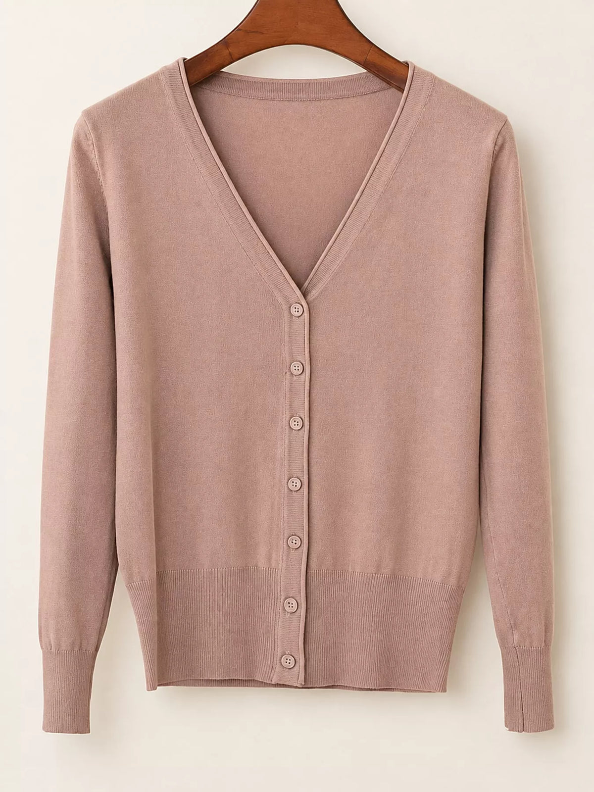Classic V-Neck Button-Down Knit Cardigan