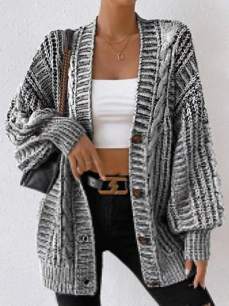 Chunky Cable Knit Button-Down Cardigan
