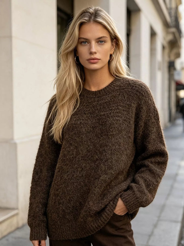 Round Neck Drop Shoulder Sweater