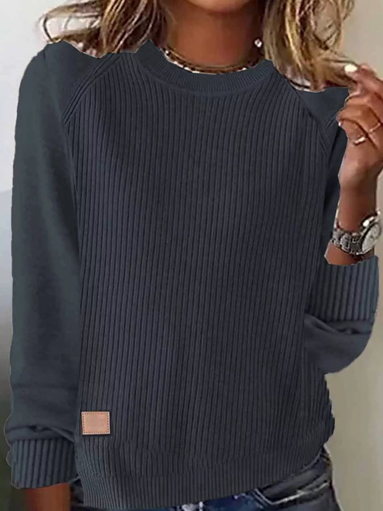 Full Size Ribbed Knit Raglan Sleeve Sweater Plus Size