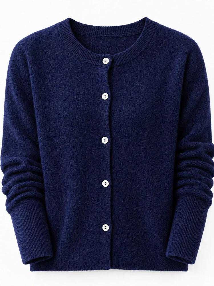 Crew Neck Button-Down Cardigan