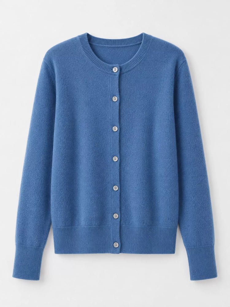 Crew Neck Button-Down Cardigan