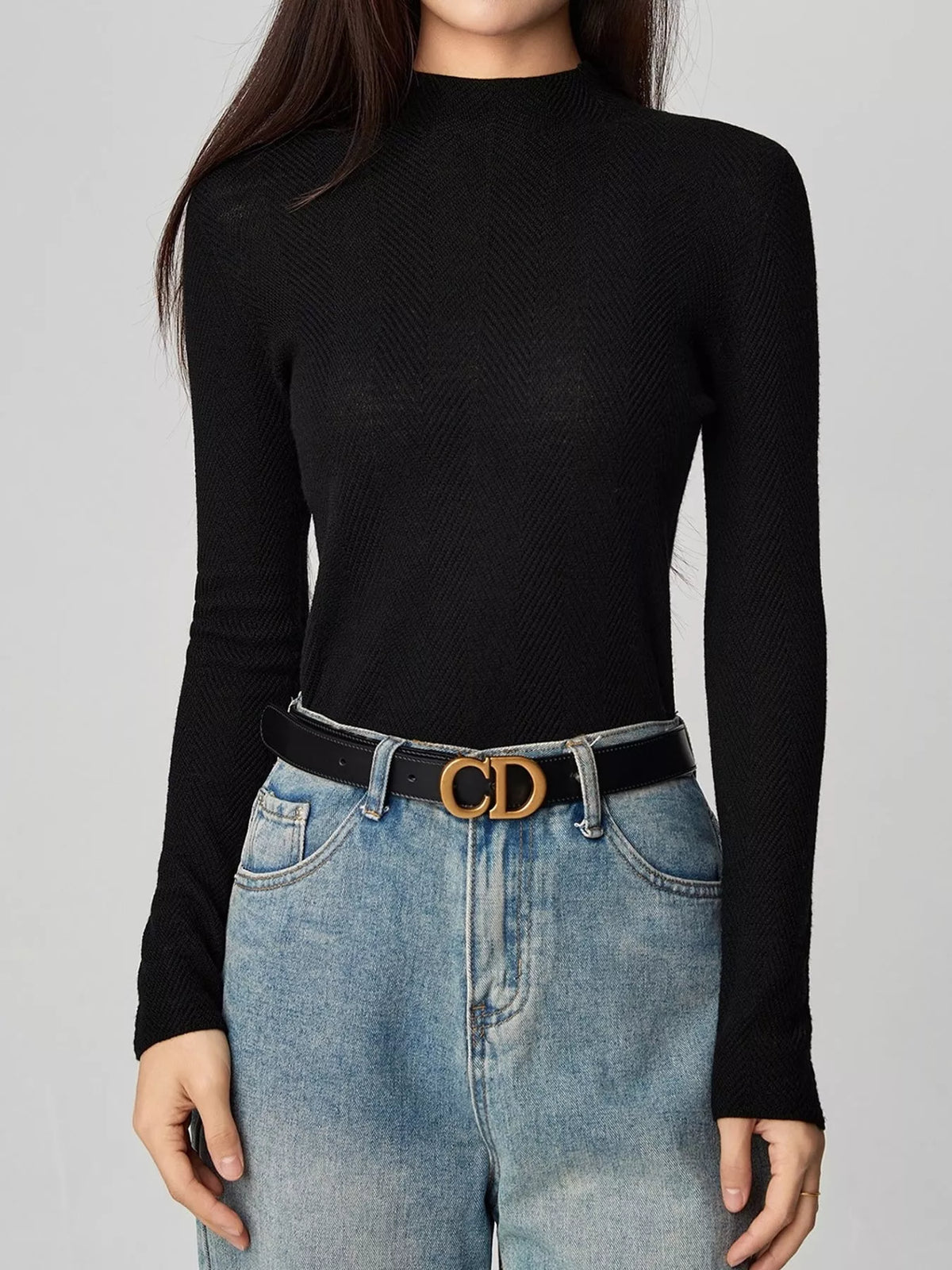 Textured Mock Neck Sweater