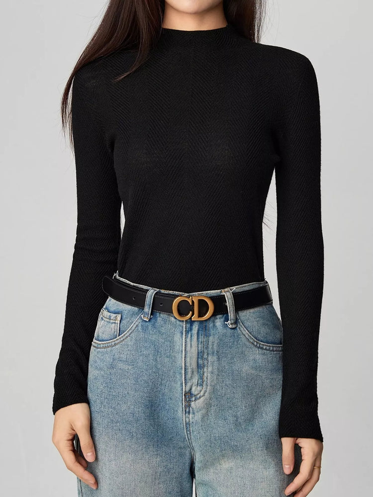 Textured Mock Neck Sweater