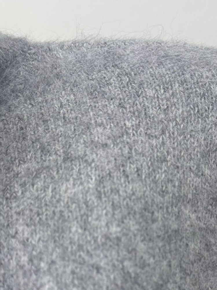 Mock Neck Button-Down Fuzzy Knit Cardigan