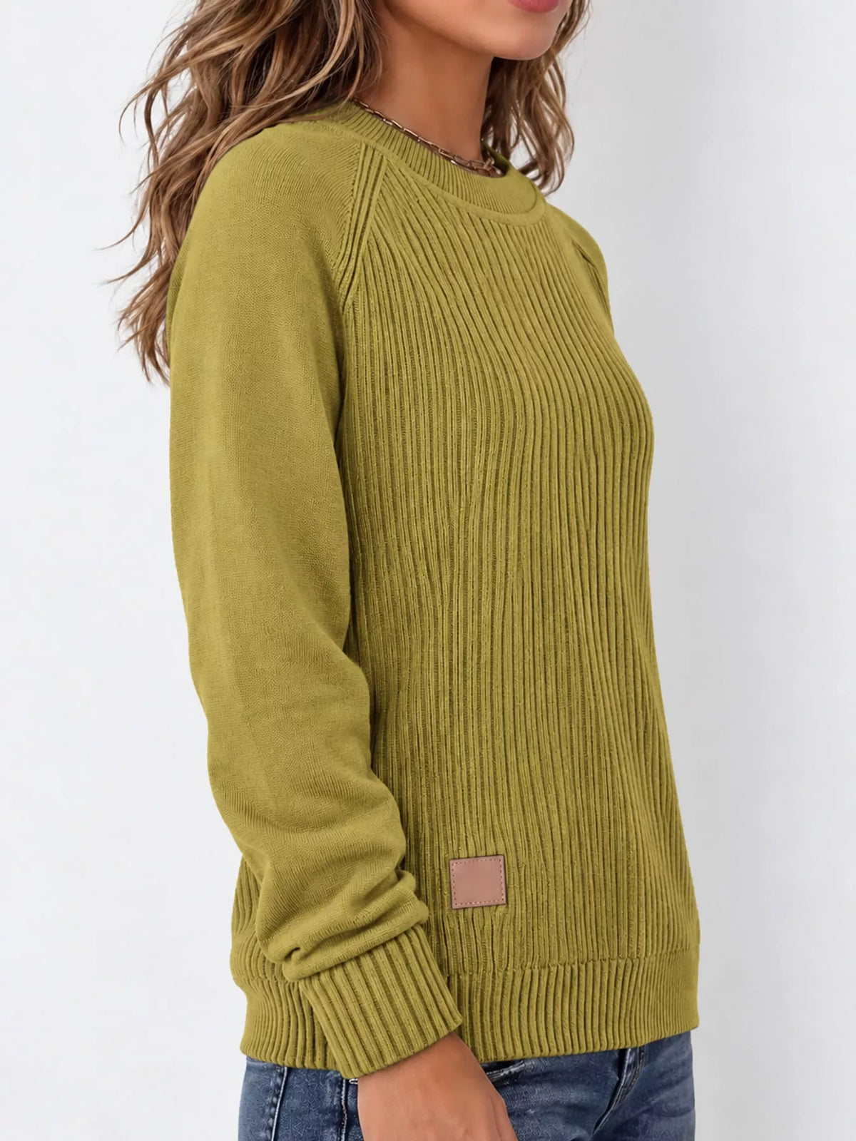 Full Size Ribbed Knit Raglan Sleeve Sweater Plus Size