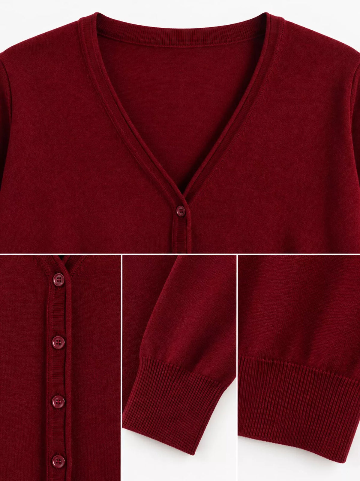 Classic V-Neck Button-Down Knit Cardigan
