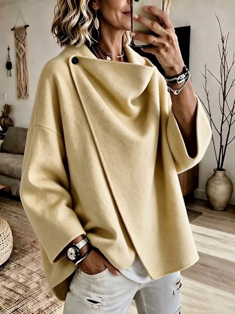 Full Size Asymmetric Cowl Neck Cape Plus Size