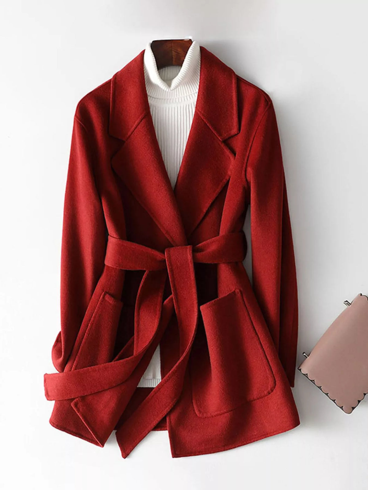 Double-Sided Wool Coat with Belted