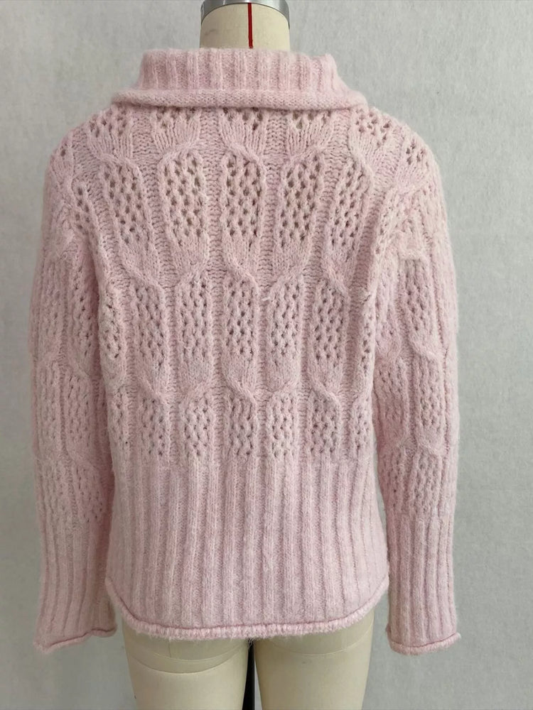 Cable-Knit Button Up Cardigan
