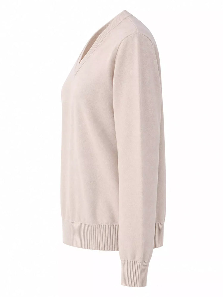 Full Size V-Neck Long Sleeve Sweater Plus Size