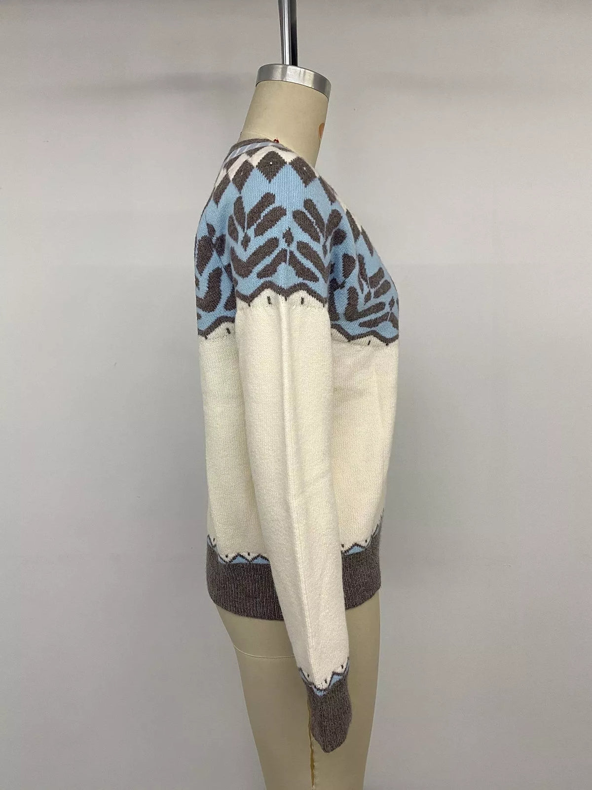 Fair Isle Pattern Round Neck Sweater