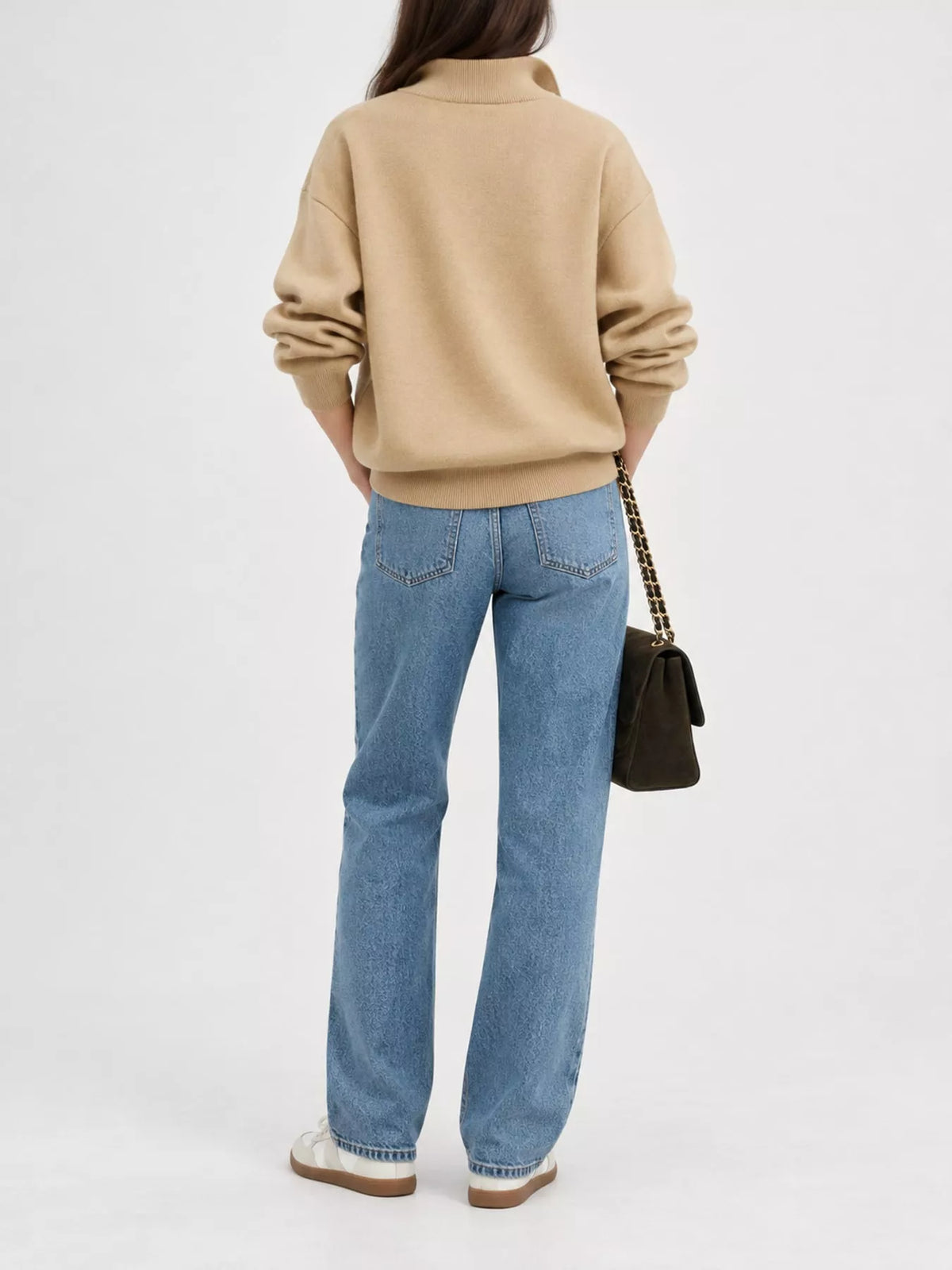Half-Zip Dropped Shoulder Sweater