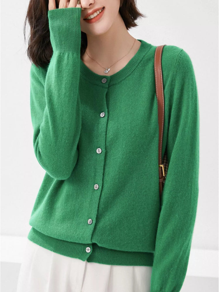 Classic Crew Neck Knit Cardigan