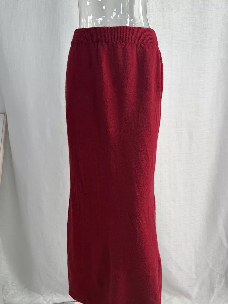 Waist-Tie Detail Sweater and Maxi Skirt Set