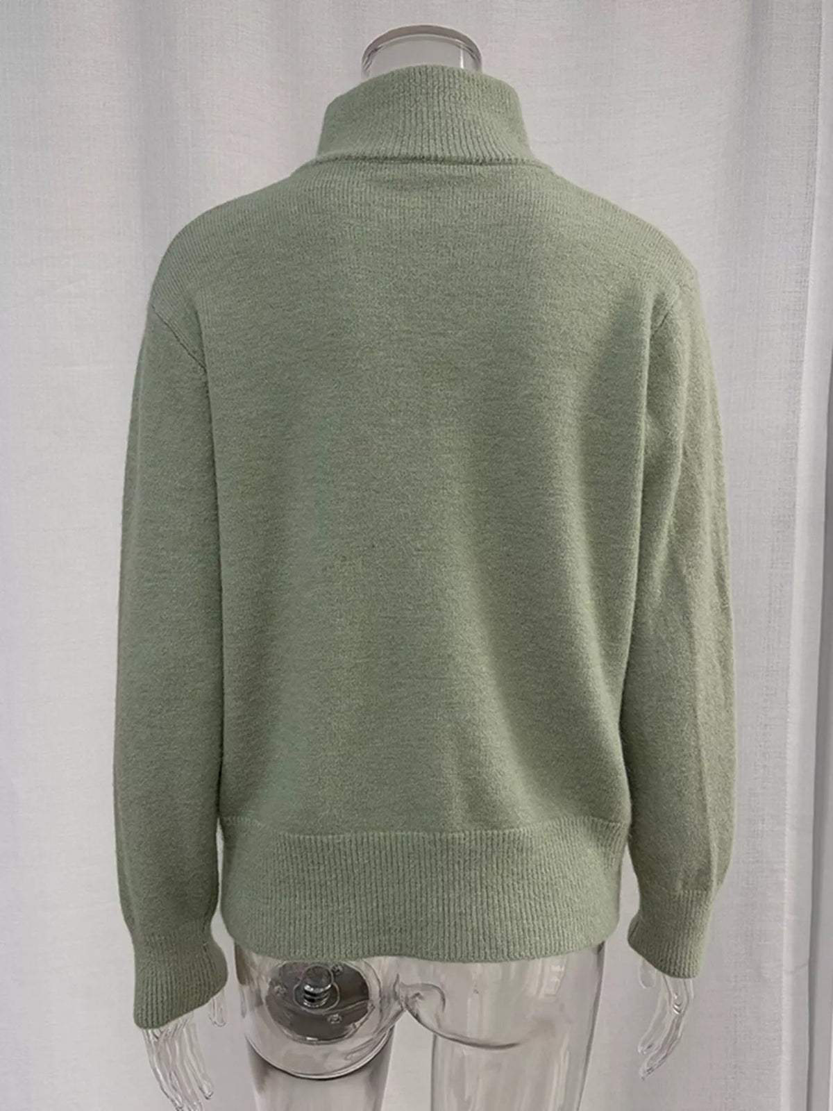 Zip-Up Mock Neck Cardigan and Matching Midi Skirt Sweater Set