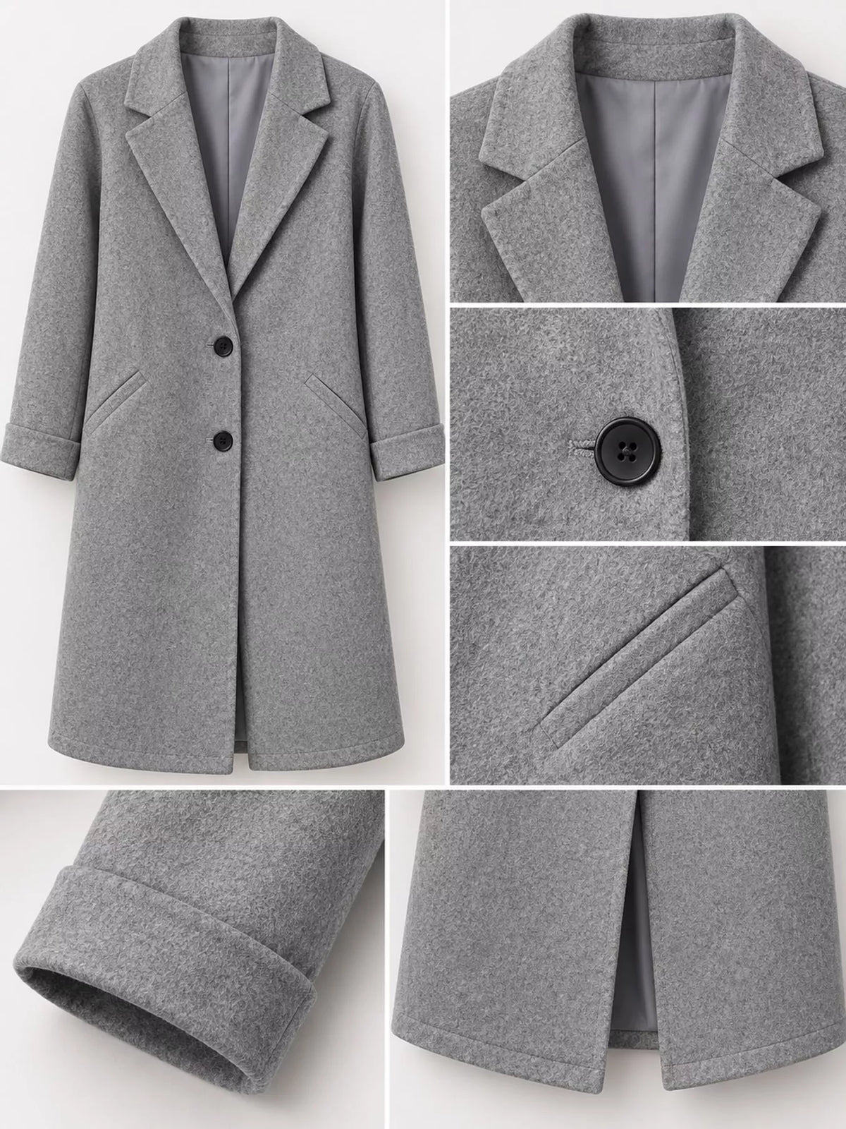 Full Size Lapel Collar Button Up Coat Plus Size