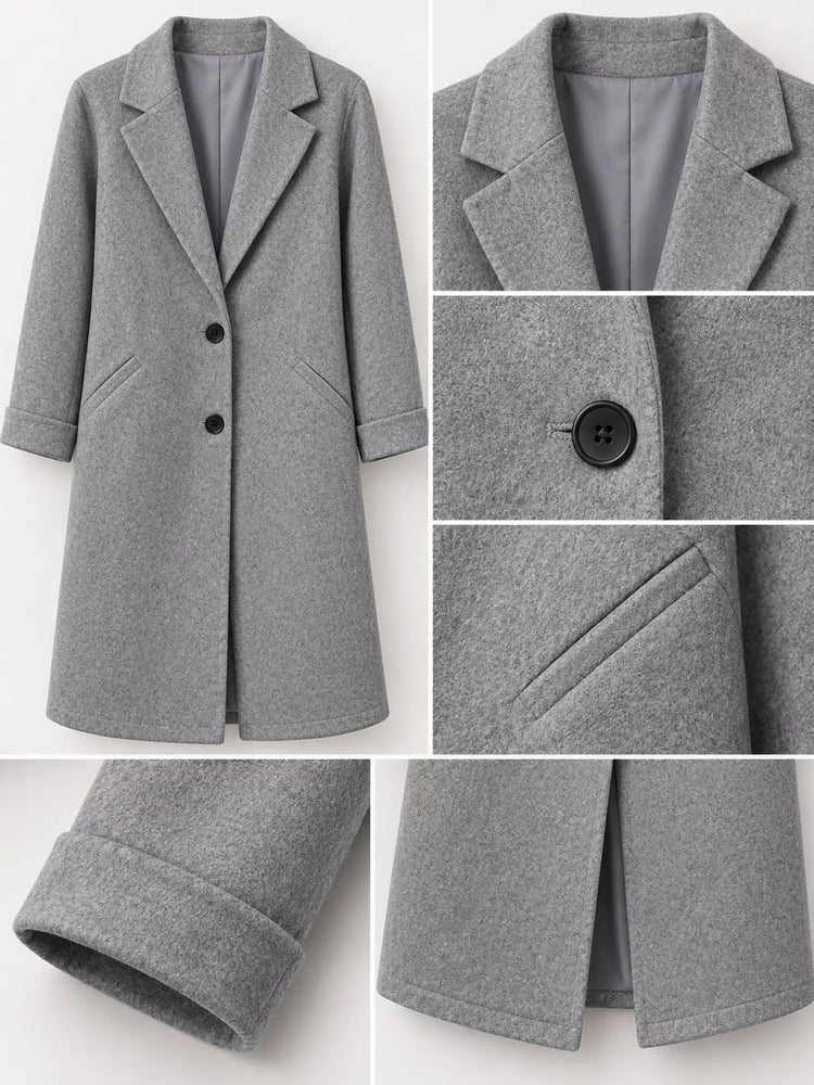Full Size Lapel Collar Button Up Coat Plus Size