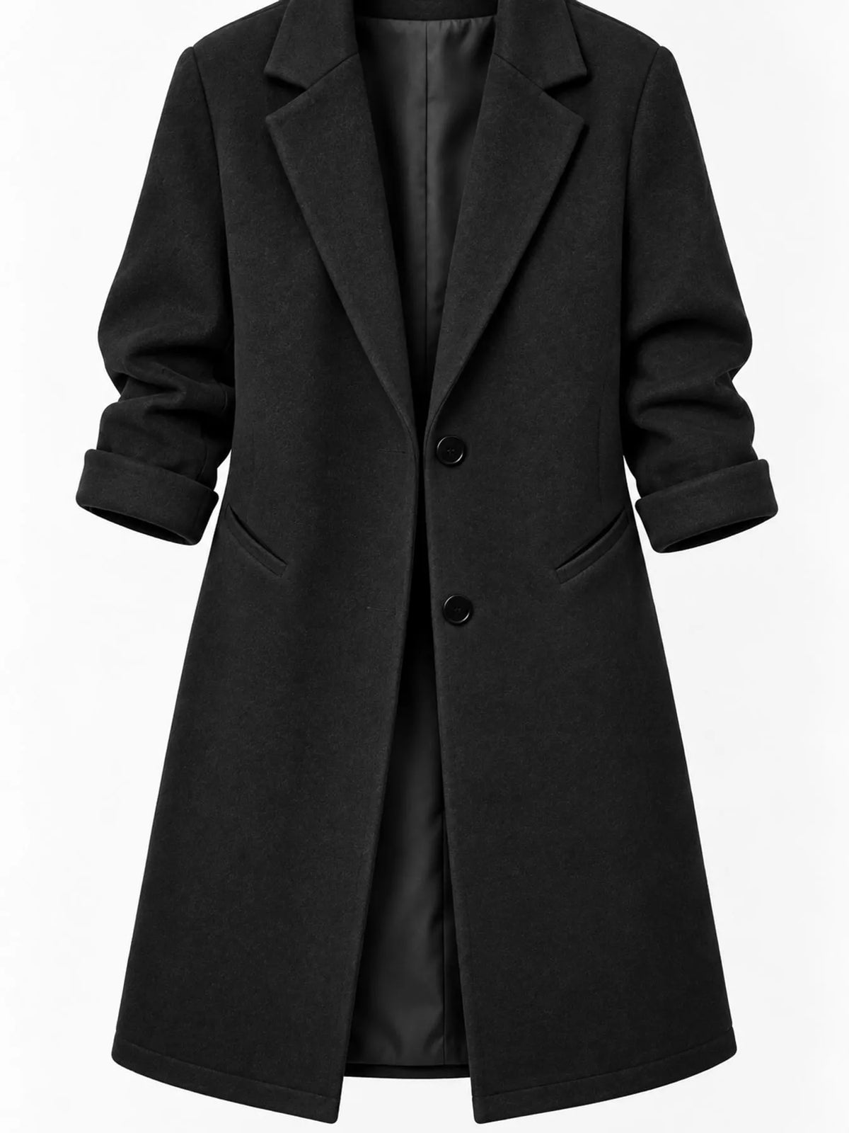 Full Size Lapel Collar Button Up Coat Plus Size