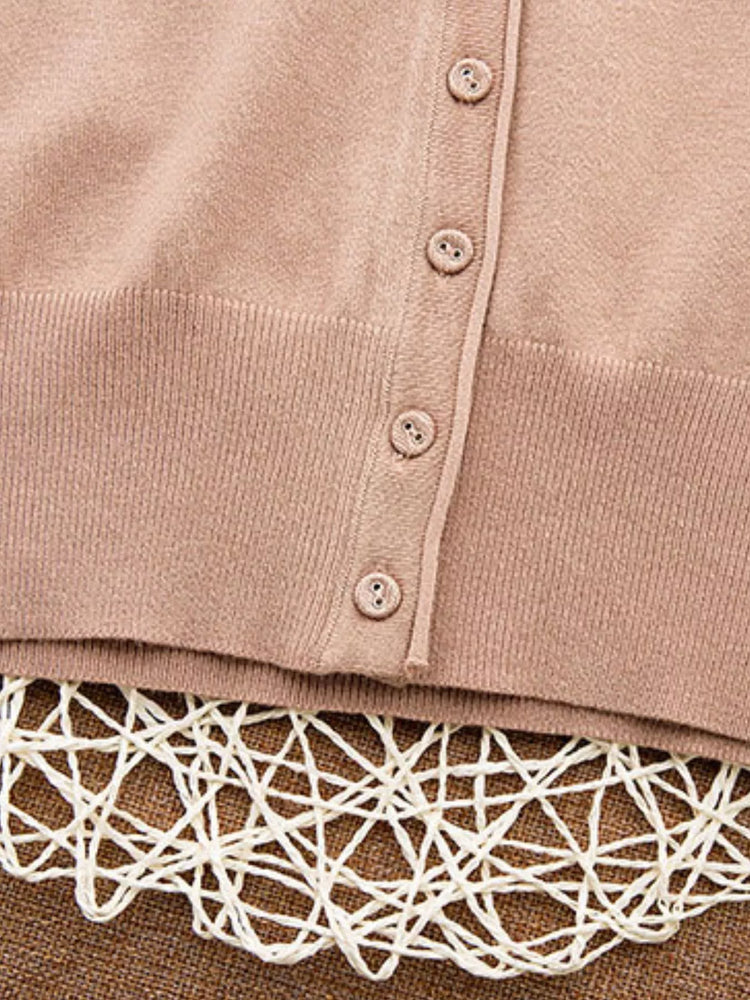 Classic V-Neck Button-Down Knit Cardigan