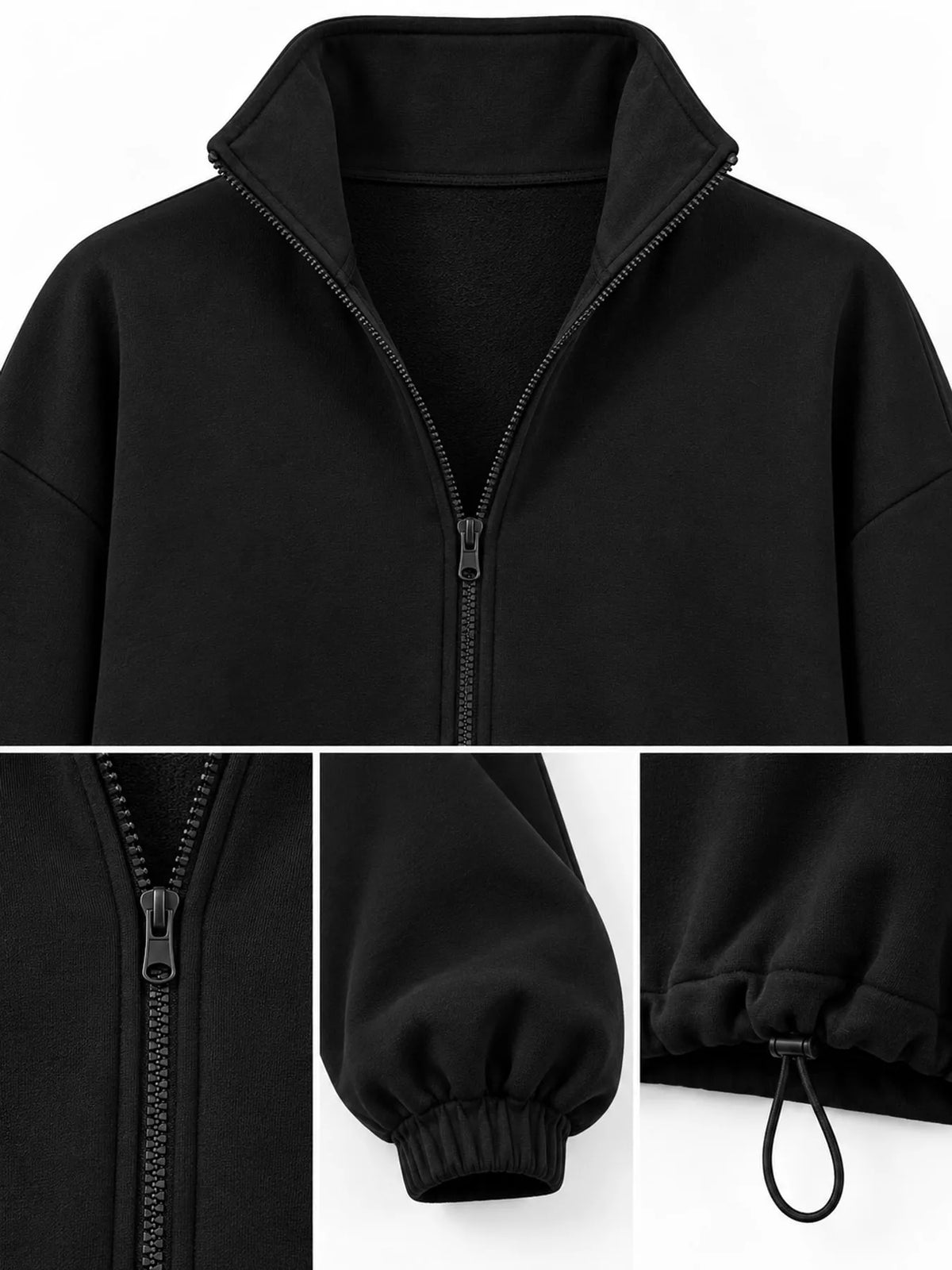Drawstring Hem Zip Up Jacket