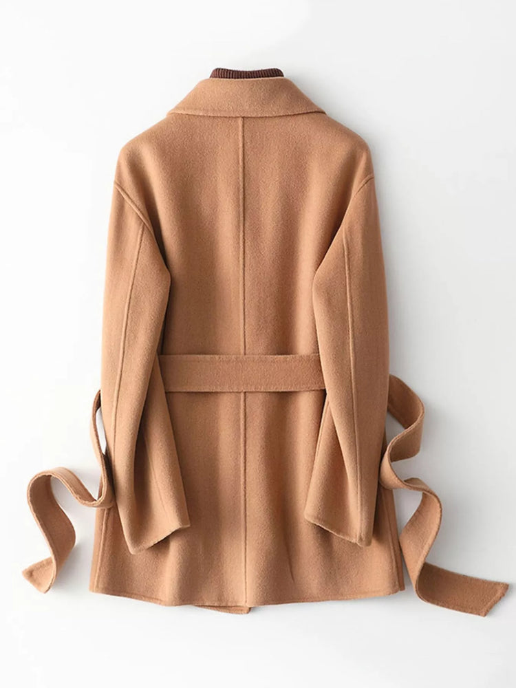 Double-Sided Wool Coat with Belted