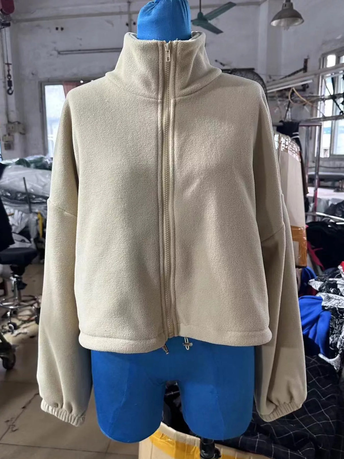 Drawstring Hem Zip Up Jacket