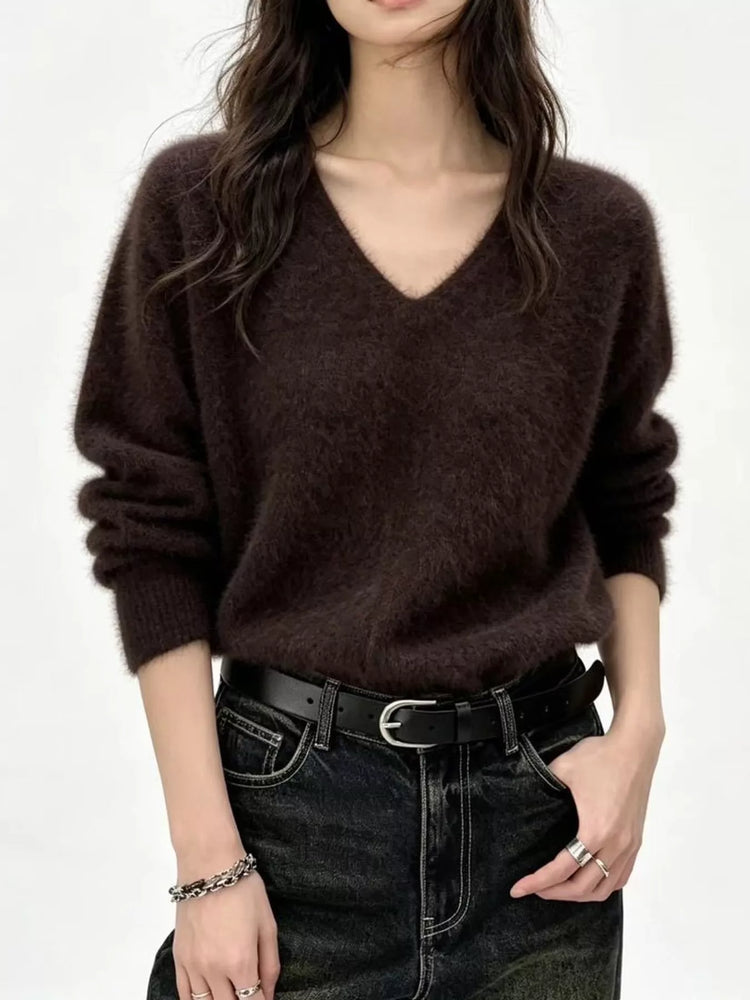 V-Neck Dropped Shoulder Sweater