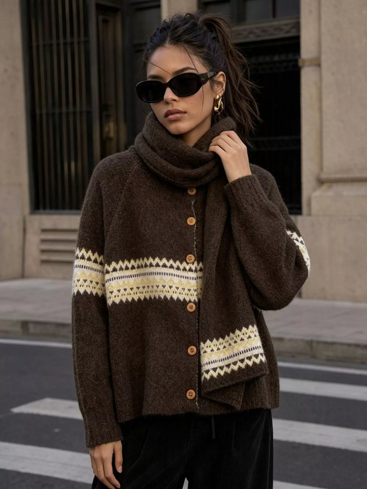 Geometric Button Down Knit Cardigan