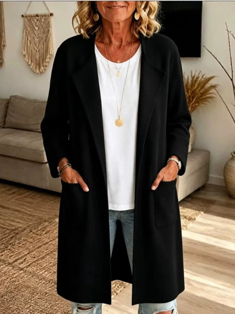 Full Size Open-Front Longline Knit Outerwear Plus Size