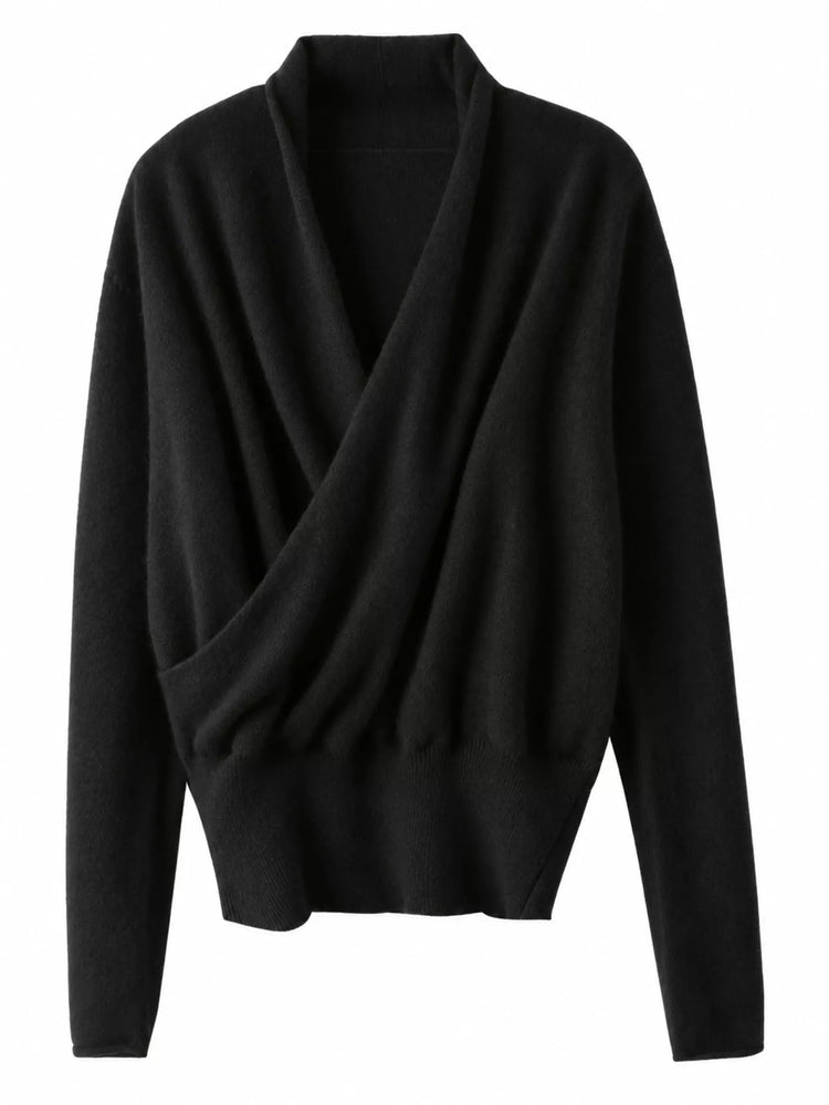 Wrap-Front Long Sleeve Sweater