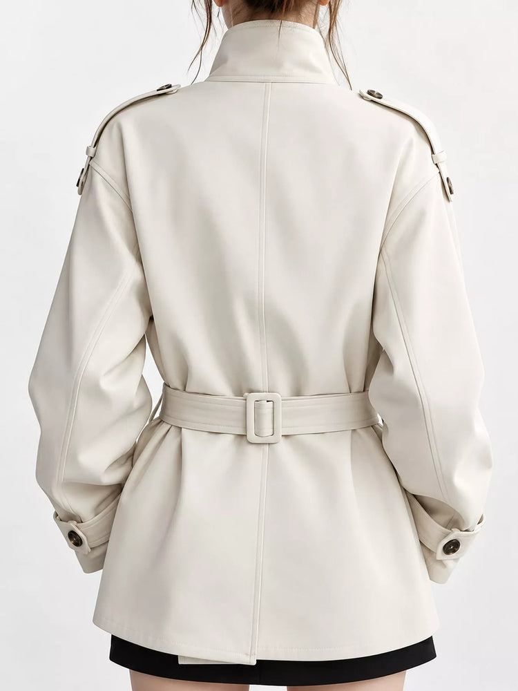 Double-Breasted Turtleneck Trench Outerwear