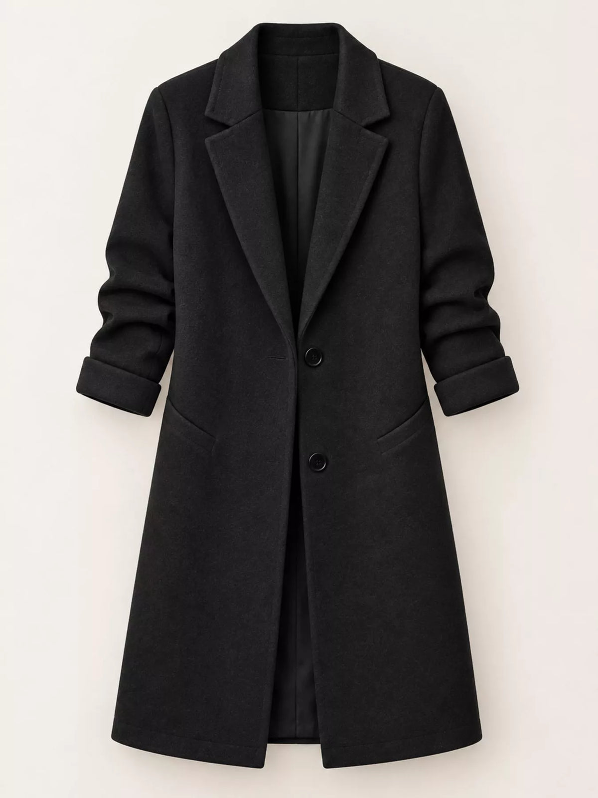 Full Size Lapel Collar Button Up Coat Plus Size