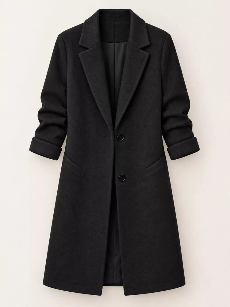 Full Size Lapel Collar Button Up Coat Plus Size