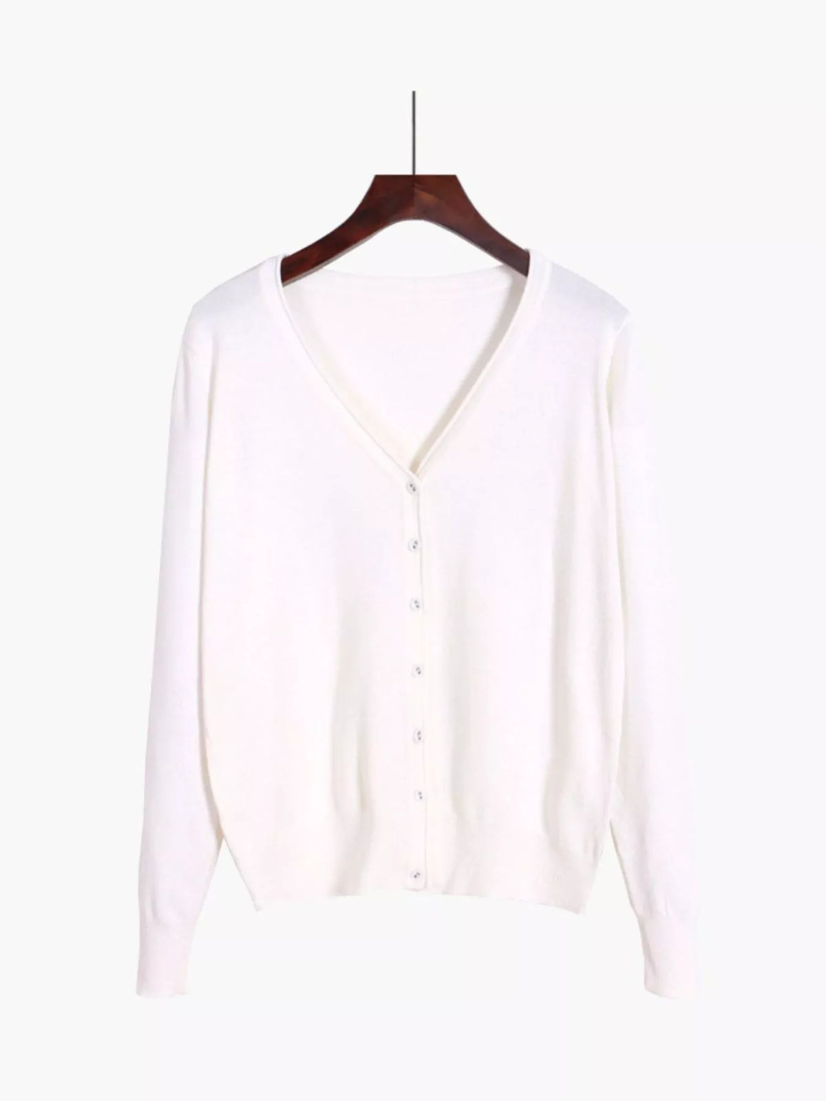 Classic V-Neck Button-Down Knit Cardigan