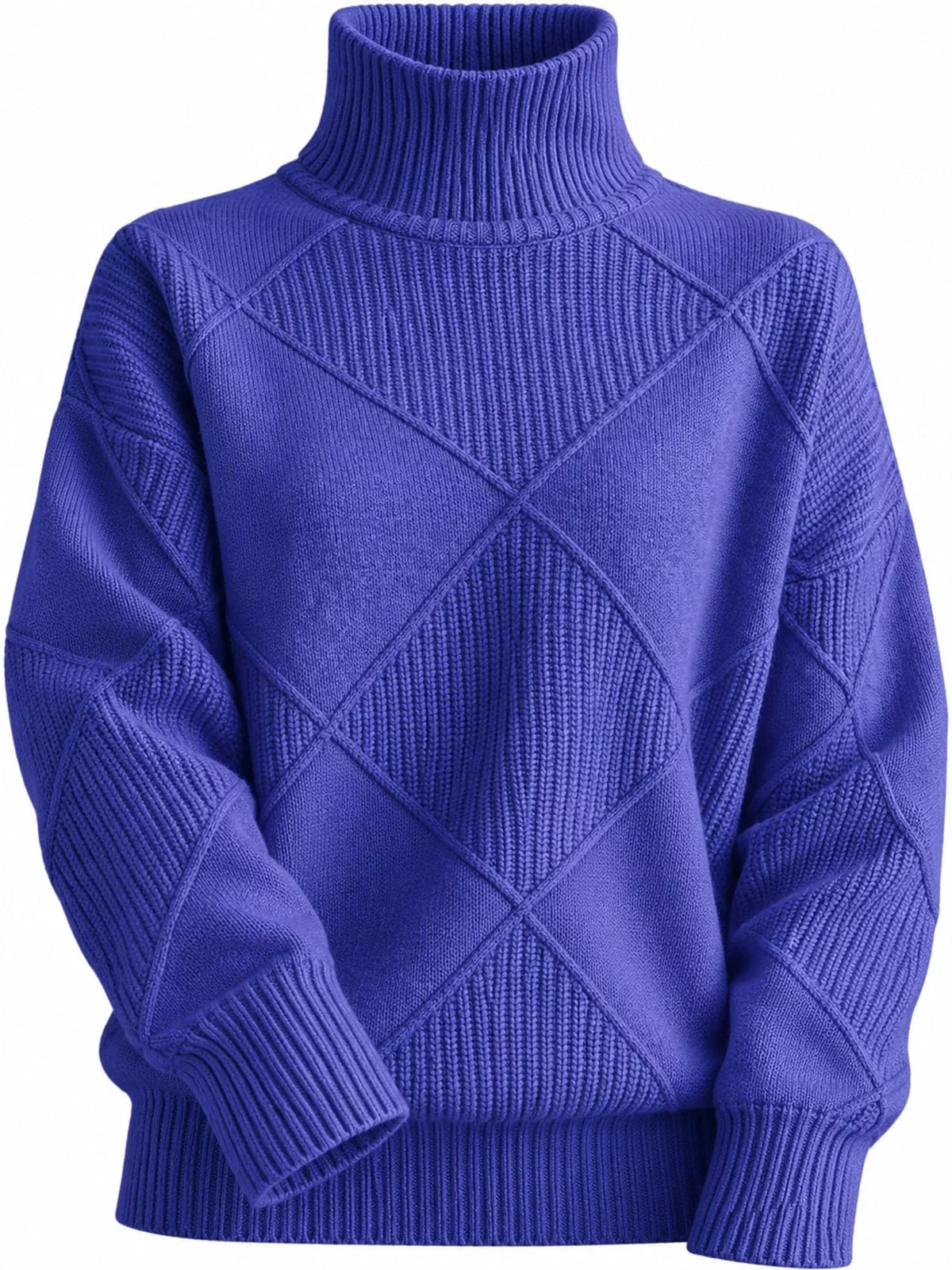 Full Size Diamond Pattern Turtleneck Sweater Plus Size