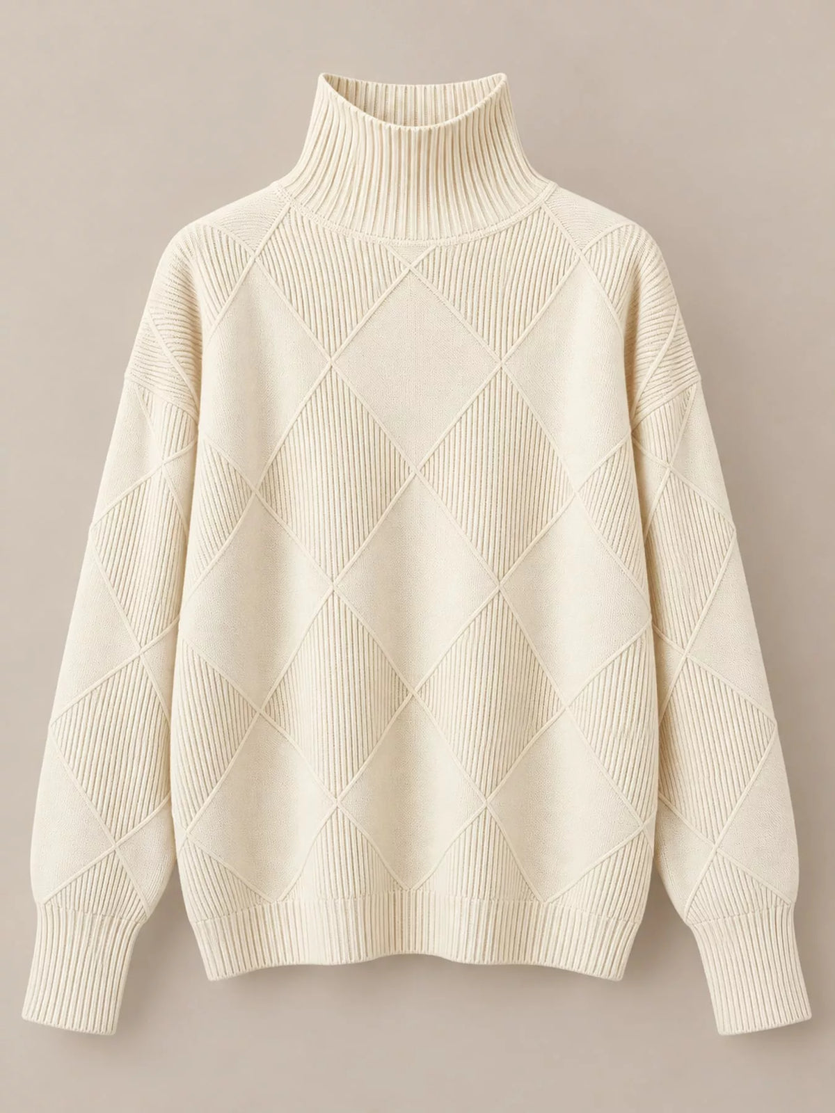 Full Size Diamond Pattern Turtleneck Sweater Plus Size