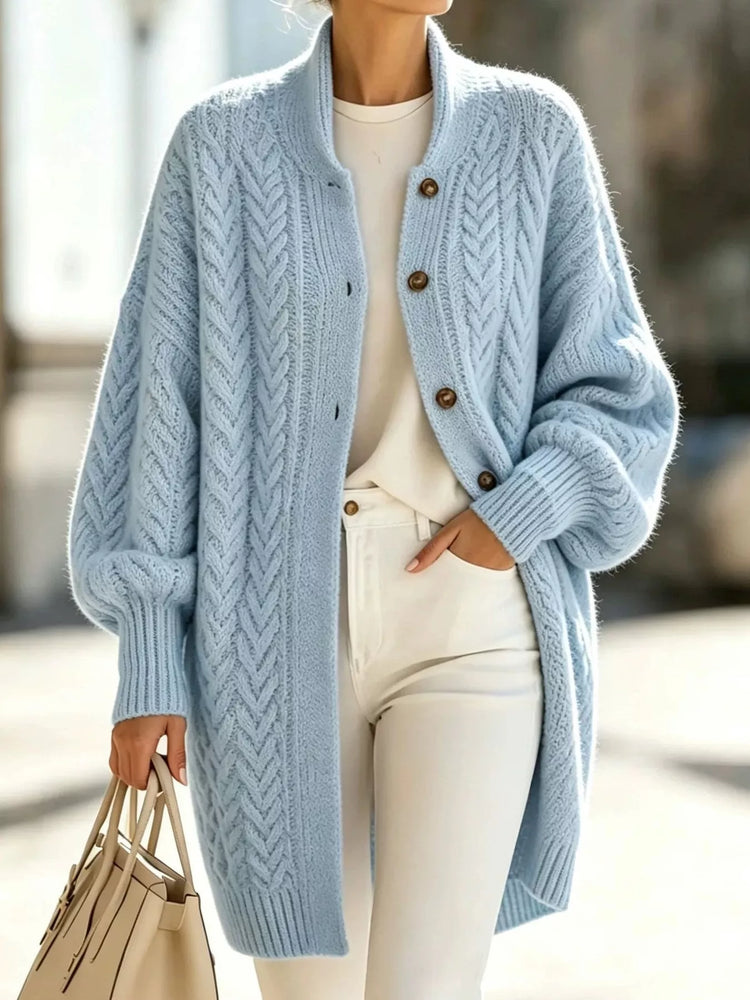 Full Size Cable-Knit Button-Down Cardigan Plus Size