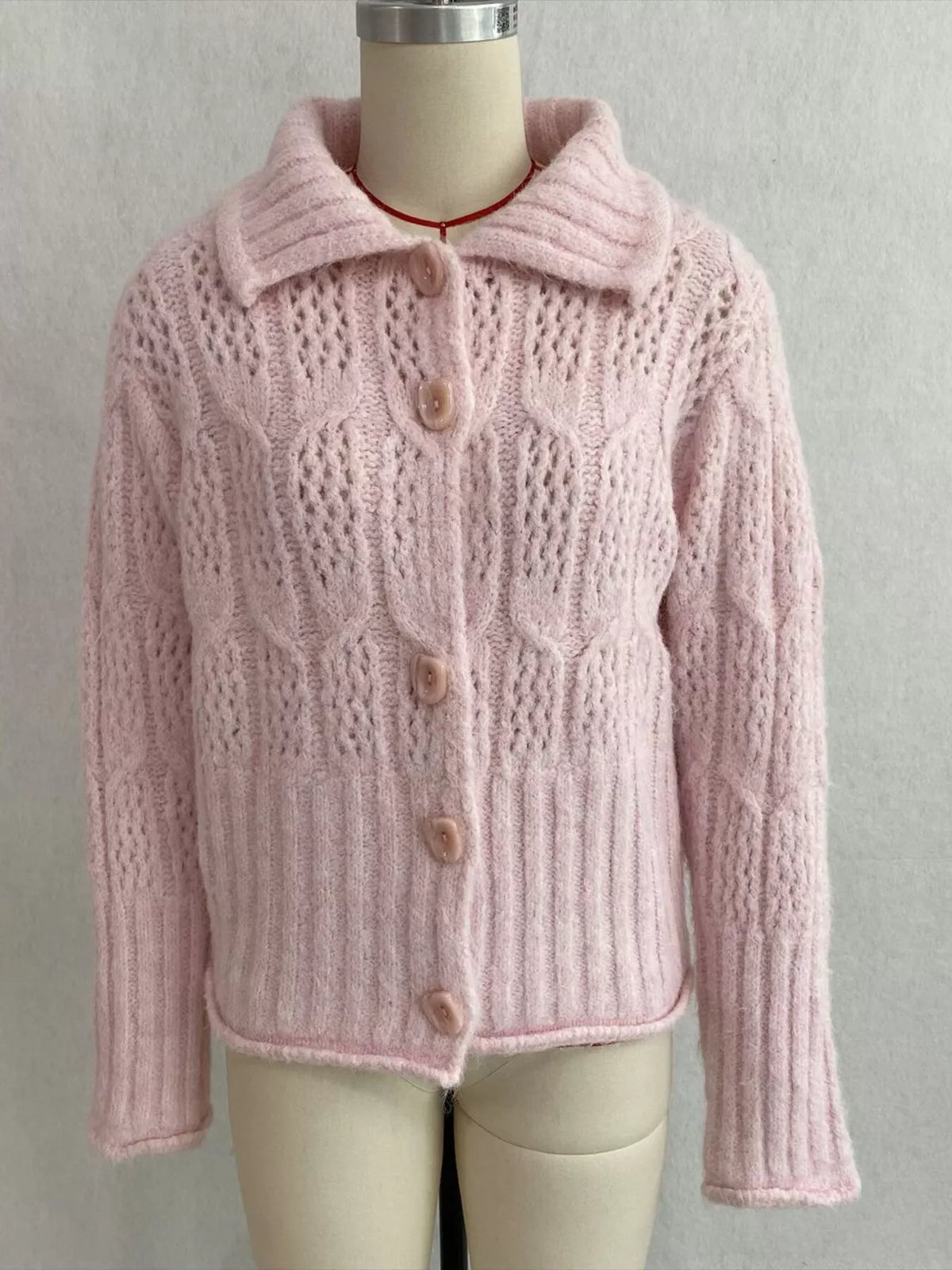 Cable-Knit Button Up Cardigan